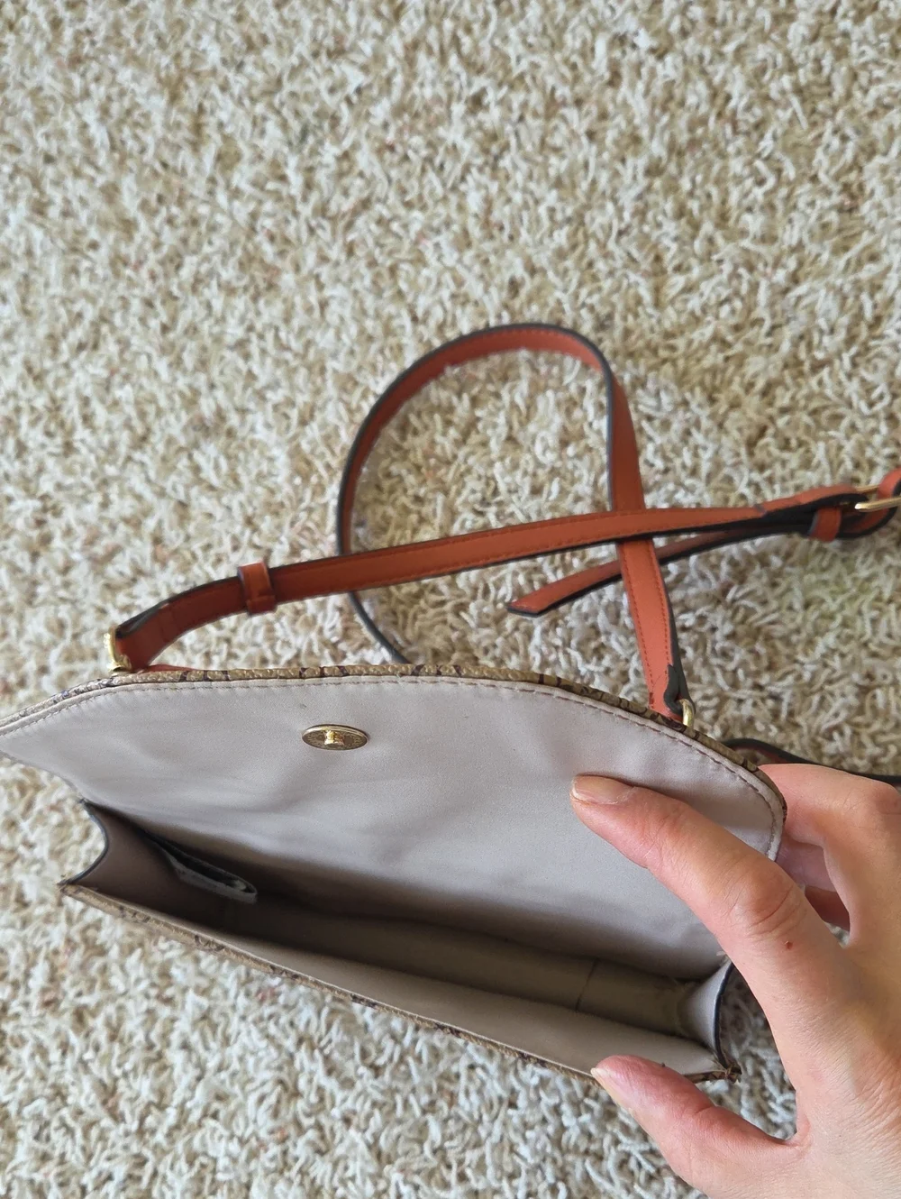 Nine West Tan Monogram Crossbody Bag Wallet